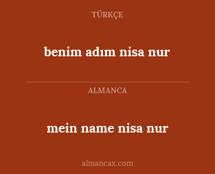 benim adım nisa nur - mein name nisa nur