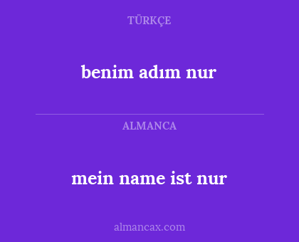 mein name ist nur - benim adım nur