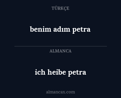 ich heibe petra - benim adım petra