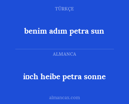 i̇ch heibe petra sonne - benim adım petra sun