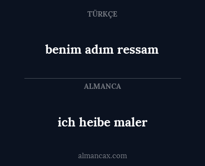 ich heibe maler - benim adım ressam