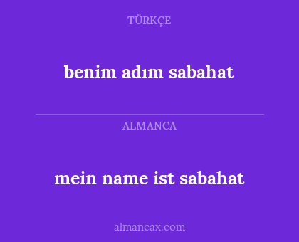 mein name ist sabahat - benim adım sabahat