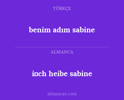 benim adım sabine - i̇ch heibe sabine