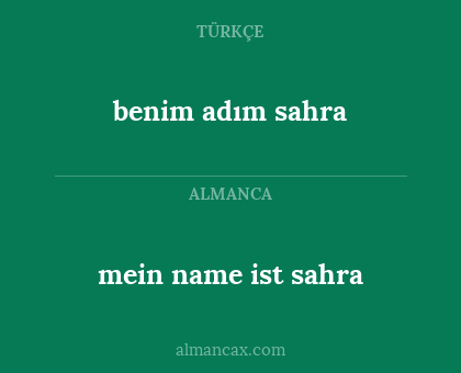 mein name ist sahra - benim adım sahra