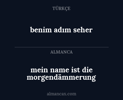 mein name ist die morgendämmerung - benim adım seher