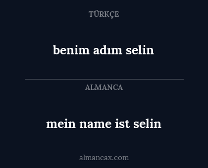 benim adım selin - mein name ist selin