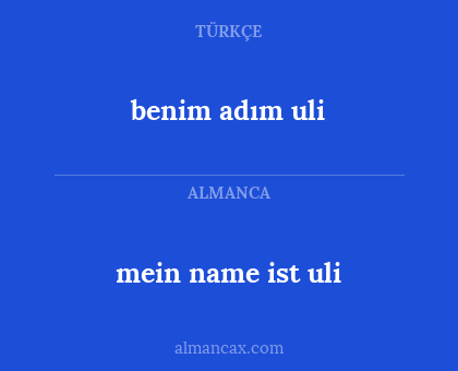 mein name ist uli - benim adım uli
