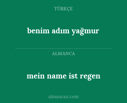 mein name ist regen - benim adım yağmur