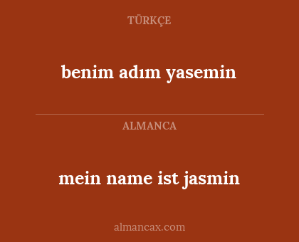 benim adım yasemin - mein name ist jasmin