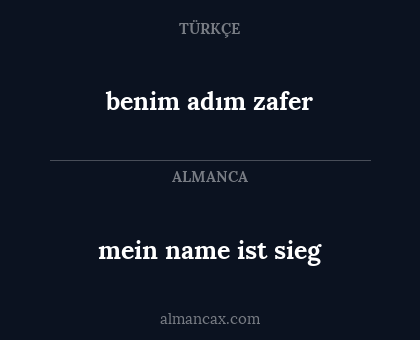 mein name ist sieg - benim adım zafer