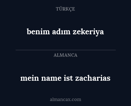 benim adım zekeriya - mein name ist zacharias