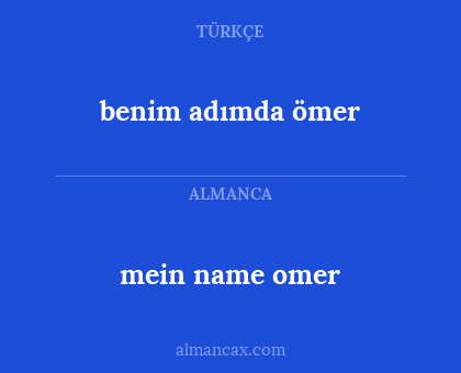 mein name omer - benim adımda ömer