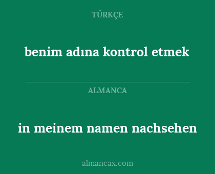 benim adına kontrol etmek - in meinem namen nachsehen