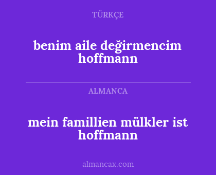mein famillien mülkler ist hoffmann - benim aile değirmencim hoffmann