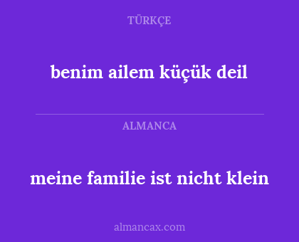 meine familie ist nicht klein - benim ailem küçük deil