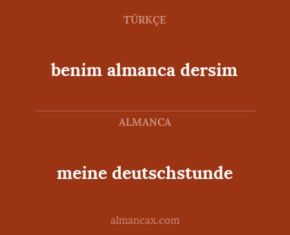 benim almanca dersim - meine deutschstunde