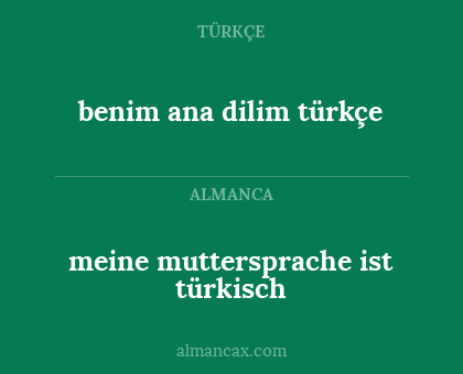 benim ana dilim türkçe - meine muttersprache ist türkisch