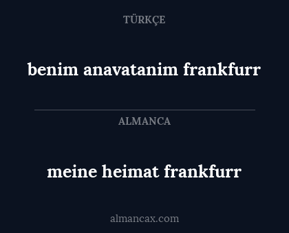 meine heimat frankfurr - benim anavatanim frankfurr