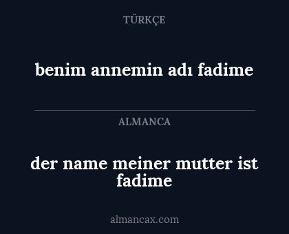 der name meiner mutter ist fadime - benim annemin adı fadime