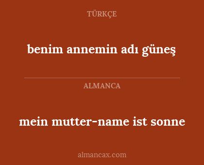 mein mutter-name ist sonne - benim annemin adı güneş