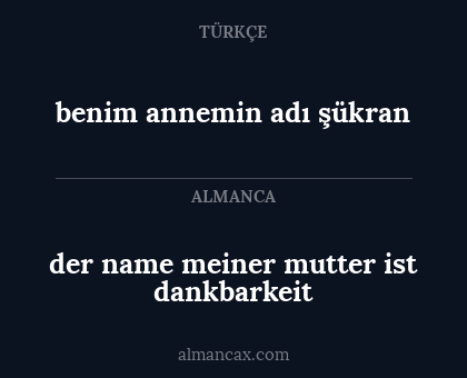 benim annemin adı şükran - der name meiner mutter ist dankbarkeit