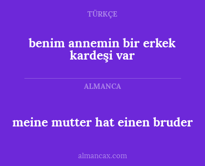 benim annemin bir erkek kardeşi var - meine mutter hat einen bruder