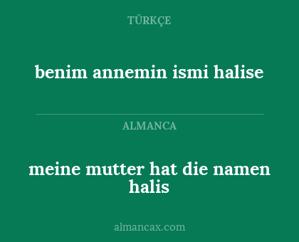 benim annemin ismi halise - meine mutter hat die namen halis