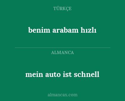 benim arabam hızlı - mein auto ist schnell
