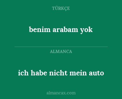 benim arabam yok - ich habe nicht mein auto