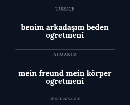 benim arkadaşım beden ogretmeni - mein freund mein körper ogretmeni