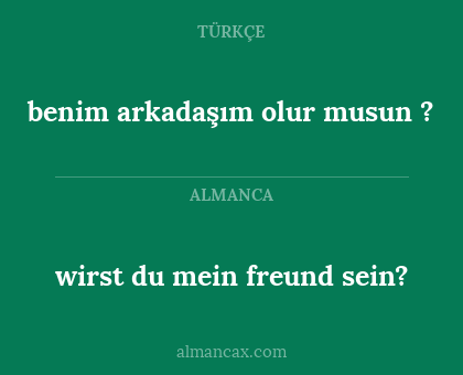 benim arkadaşım olur musun ? - wirst du mein freund sein?