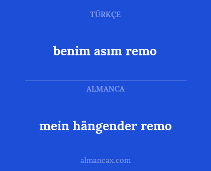 mein hängender remo - benim asım remo