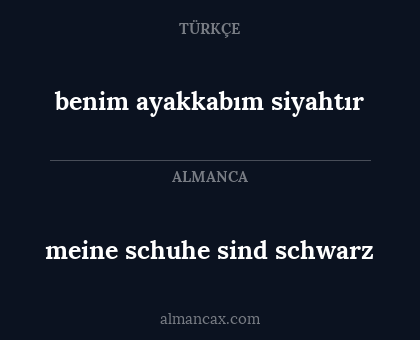 benim ayakkabım siyahtır - meine schuhe sind schwarz