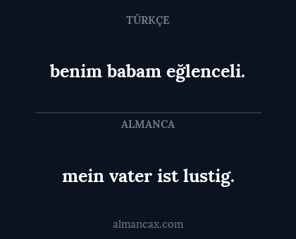 mein vater ist lustig. - benim babam eğlenceli.