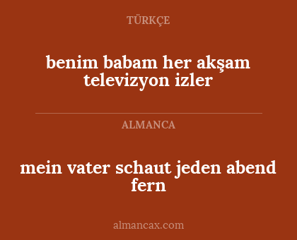 benim babam her akşam televizyon izler - mein vater schaut jeden abend fern