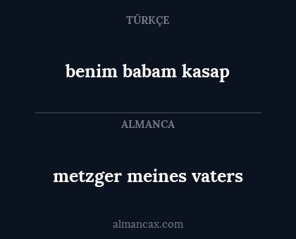 metzger meines vaters - benim babam kasap