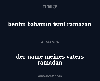 der name meines vaters ramadan - benim babamın ismi ramazan