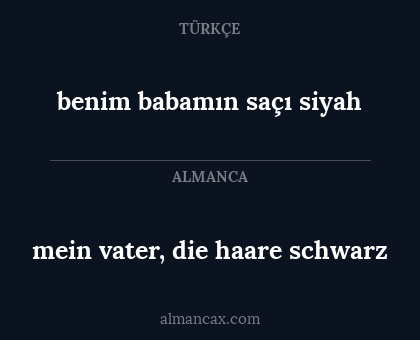 benim babamın saçı siyah - mein vater, die haare schwarz