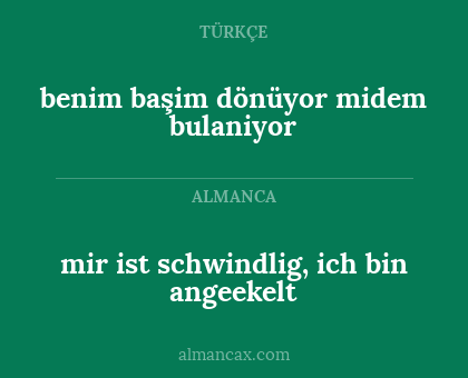 benim başim dönüyor midem bulaniyor - mir ist schwindlig, ich bin angeekelt