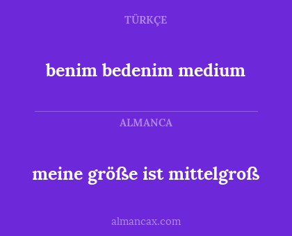 meine größe ist mittelgroß - benim bedenim medium