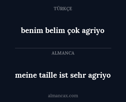 benim belim çok agriyo - meine taille ist sehr agriyo