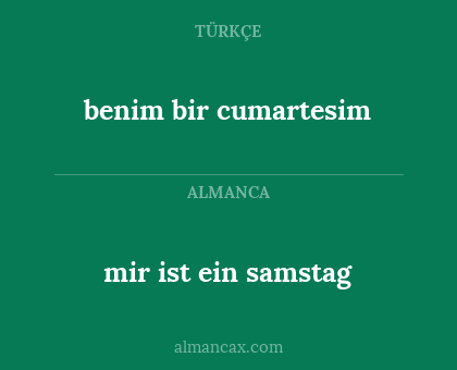 mir ist ein samstag - benim bir cumartesim