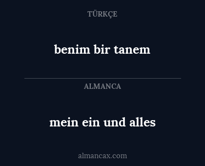 mein ein und alles - benim bir tanem