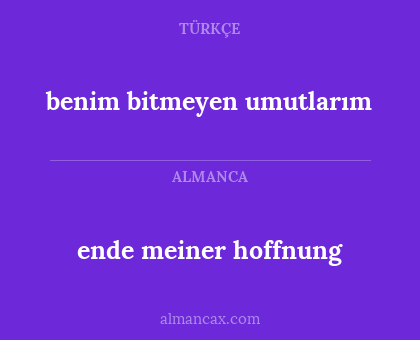 ende meiner hoffnung - benim bitmeyen umutlarım