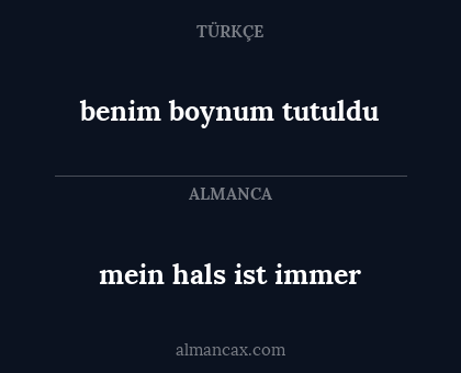 benim boynum tutuldu - mein hals ist immer