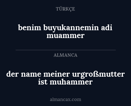 der name meiner urgroßmutter ist muhammer - benim buyukannemin adi muammer