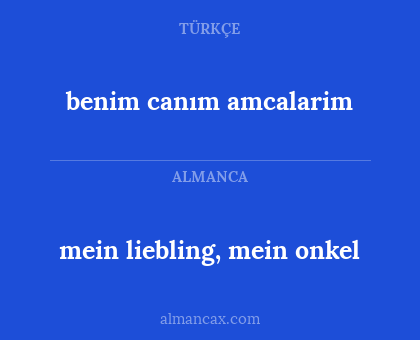mein liebling, mein onkel - benim canım amcalarim