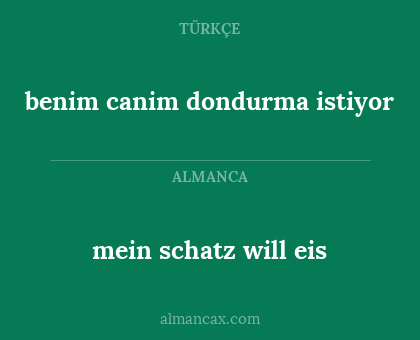 mein schatz will eis - benim canim dondurma istiyor