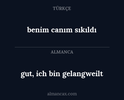 gut, ich bin gelangweilt - benim canım sıkıldı
