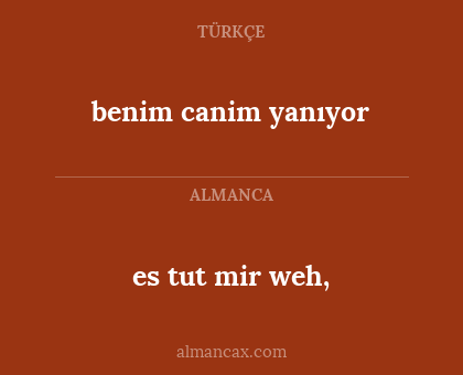 es tut mir weh, - benim canim yanıyor